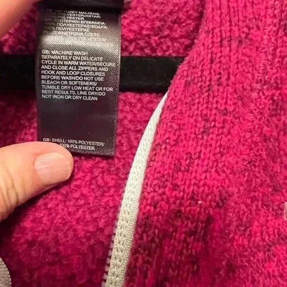 The North Face Pink  Hooded 1/2 Zip Soft Fleece Pullover Jacket size medium - Picture 3 of 6